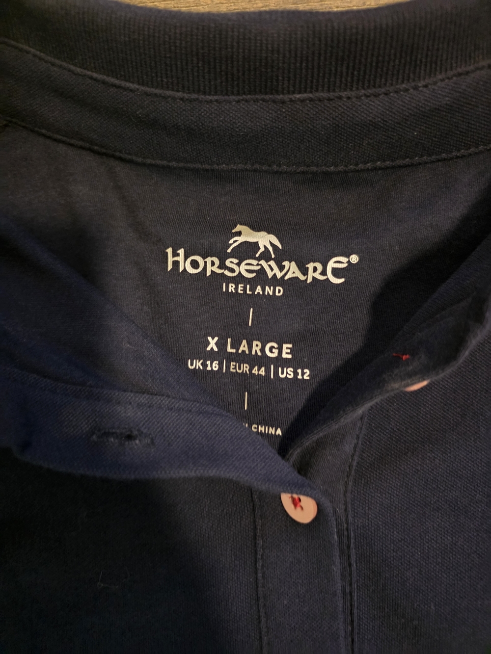 Horseware Ireland Women's Navy Polo Shirt with Pink Embroidery - Fearless - Picture 2 of 4